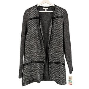 New Charter Club Knit Metallic Cotton Open Front Cardigan Sweater sz 0X Preppy